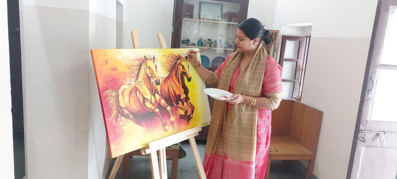 Our talented artists, Ms. Shweta and Ms. Tusharika, have beautifully captured their unique visions and skills on canvas